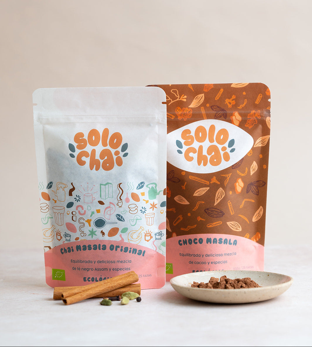 PACK GRANDE X2 CHAI ECOLÓGICO 100G - ORIGINAL + CHOCO MASALA | 50 TAZAS